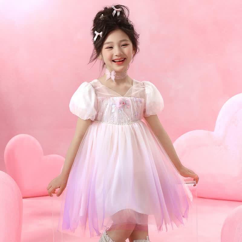 Xiaohu Patti Girls  Snowflake Sequin Princess Dress 120