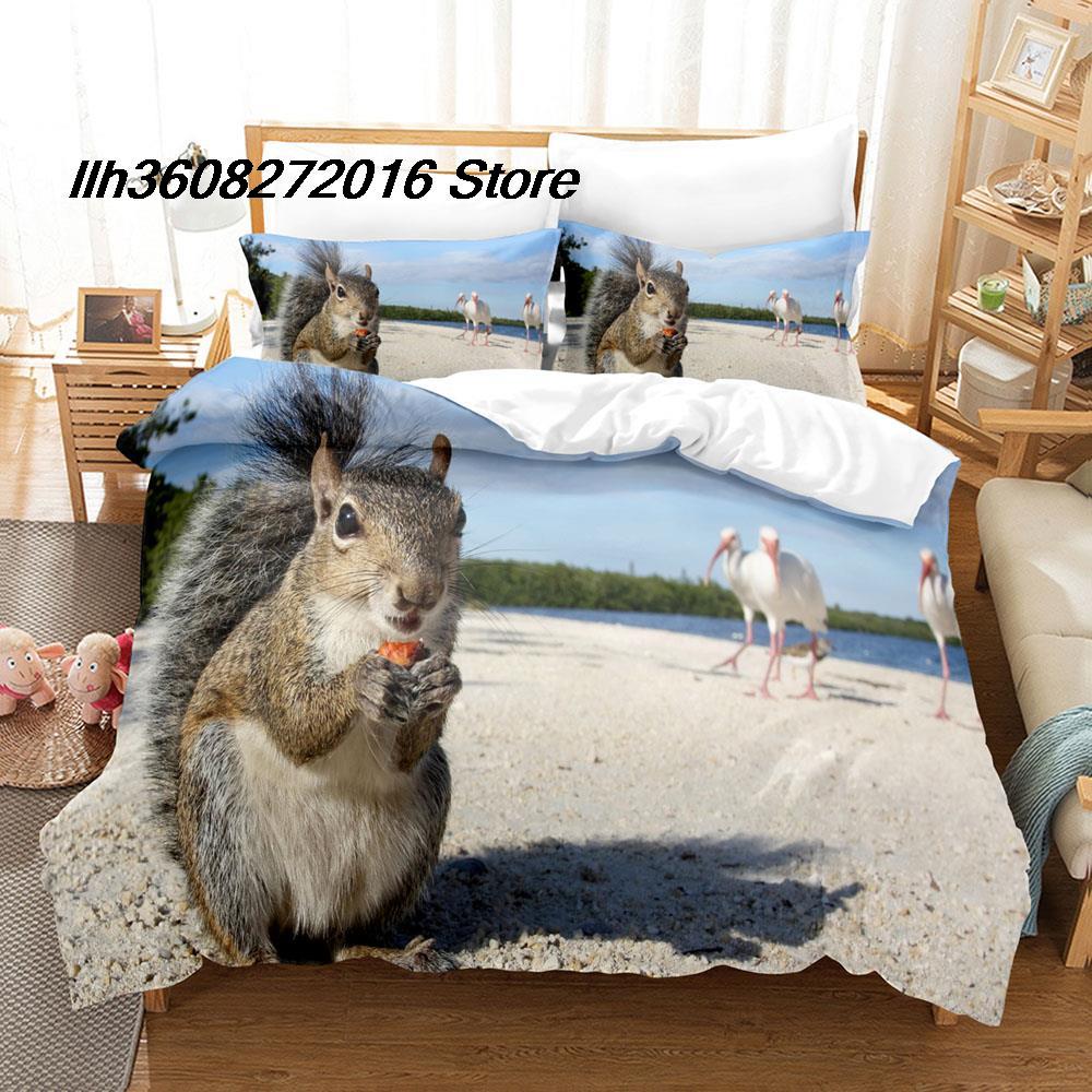 

Comforter Animal Squirrel Bedding Set Single Twin Full Queen King Size Bed Set Aldult Kid Bedroom Three-Piece Suits Anime Bed Sheet S Comforter (quilt)-EU Single(135*200cm)3pcs