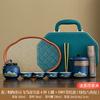 Chinese retro minimalist Dehua coarse pottery Lingxue pot portable four cups outdoor travel tea set business trip souvenir