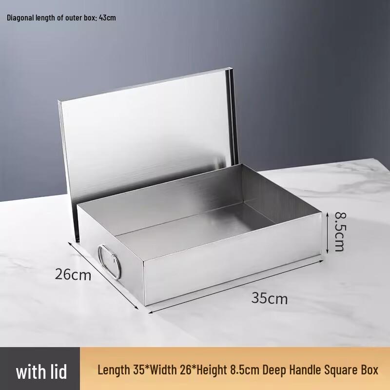 

Commercial Stainless Steel Square Food Container with Lid