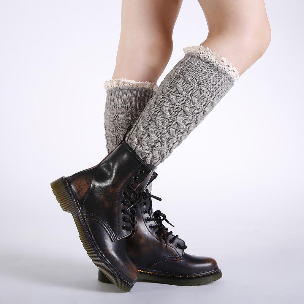 Nouveau Bas tricotés pour femmes Leggings en dentelle épaissie couvre-bottes