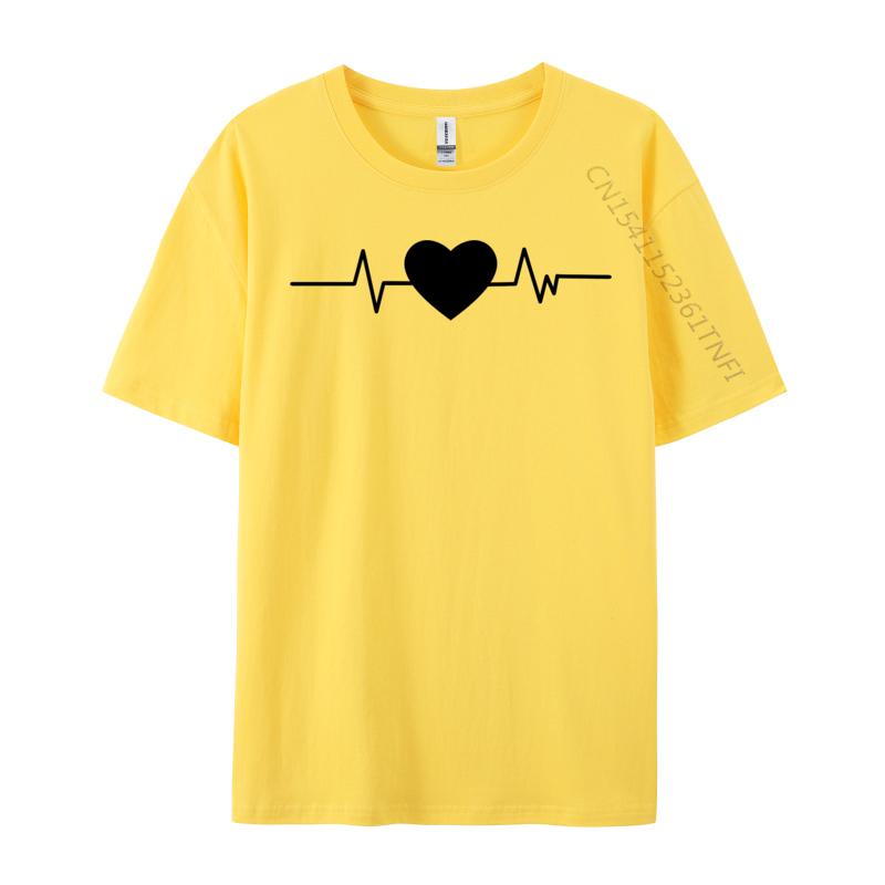 Cooles einzigartiges Retro Herzschlag T-Shirt Baumwollstoff T-Shirts für Männer Lustige Oberteile T-Shirts Schwarze Grafik-T-Shirts