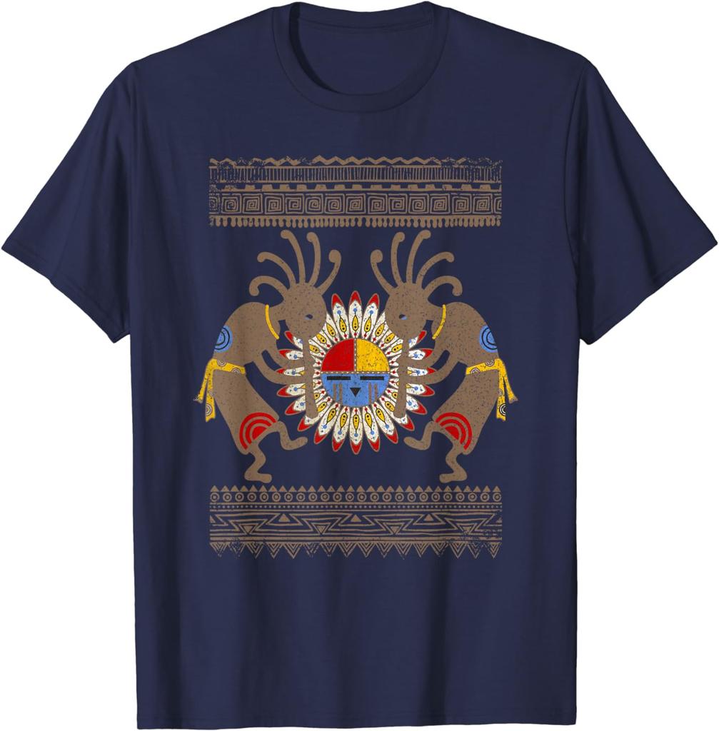 Vintage Native Tribe Kachina Kokopelli Musicians TShirt 100 Cotton ONeck Summer Short Sleeve Casual Mens Tshirt Size S3XL