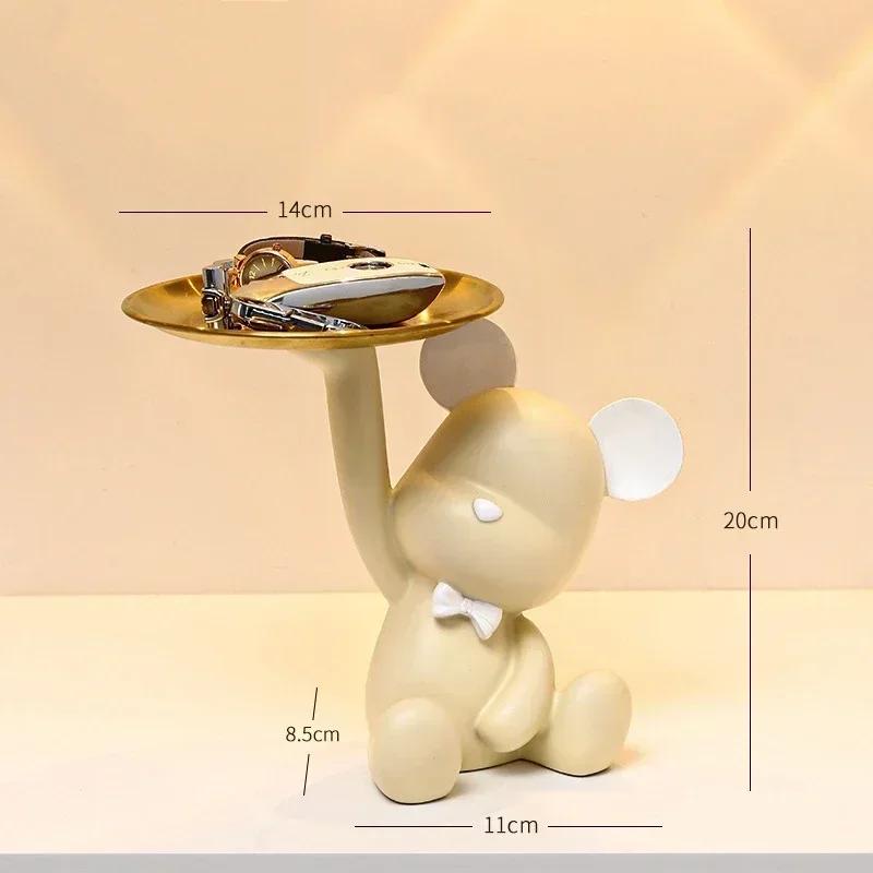 Aesthetic Bear Car Key Tray Violent Bear Storage Holder Mobile Phone Bracket Tray Support Bear Living Room Entryway Decoration