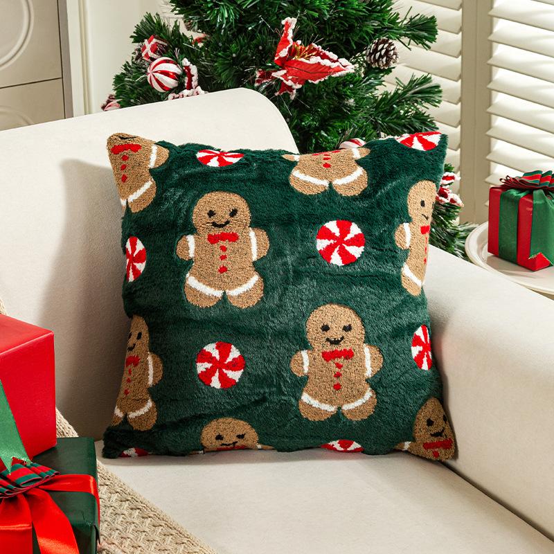Christmas Pillow Covers Embroidered Lollipop American Holiday Decoration for Sofa Couch Bed Bedroom Cushion Case