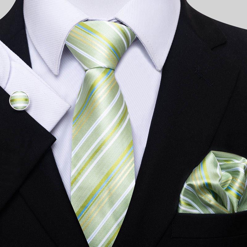 Men's Business Formal Tie Set: Includes Tie, Pocket Square & Cufflinks for Evening Parties. Fashionable & Popular.