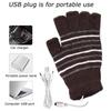 USB Heated Gloves Mitten for Men Women Striped Knit Fingerless Gloves Winter Hands Warmer Laptop Gloves for Adults