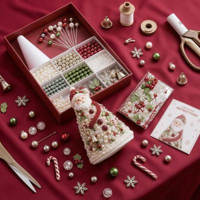 Kralen Beeldjes Maakset DIY Kerstboom Kralenpakket voor Volwassenen Beginners, Handgemaakt 3D Ornament met Volledige Cadeaus Vrienden Gereedschap En Plastic