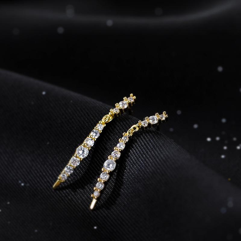 

New 925 Sterling Silver Long Zircon Earrings Personality Charm Simple Style Earrings Birthday Gift for Women Exquisite Jewelry золотий