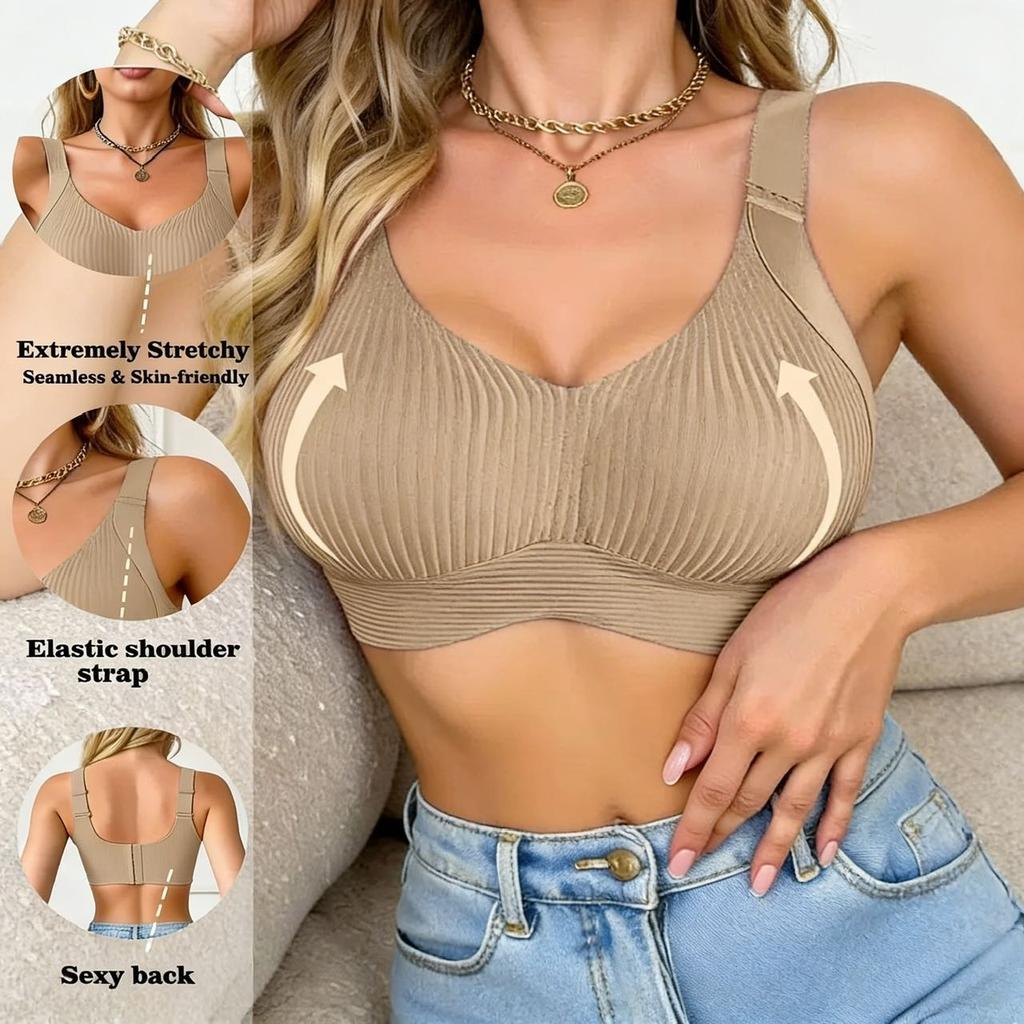 Women's Plus Size Full Coverage Bra - Minimizes Large Busts, Provides Strong Support, Ribbed Surface, Full-coverage Removable Pads, Lingerie