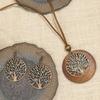 Bohemian Geometric Hollow Tree of Life Earrings Necklace Retro Jewelry Set