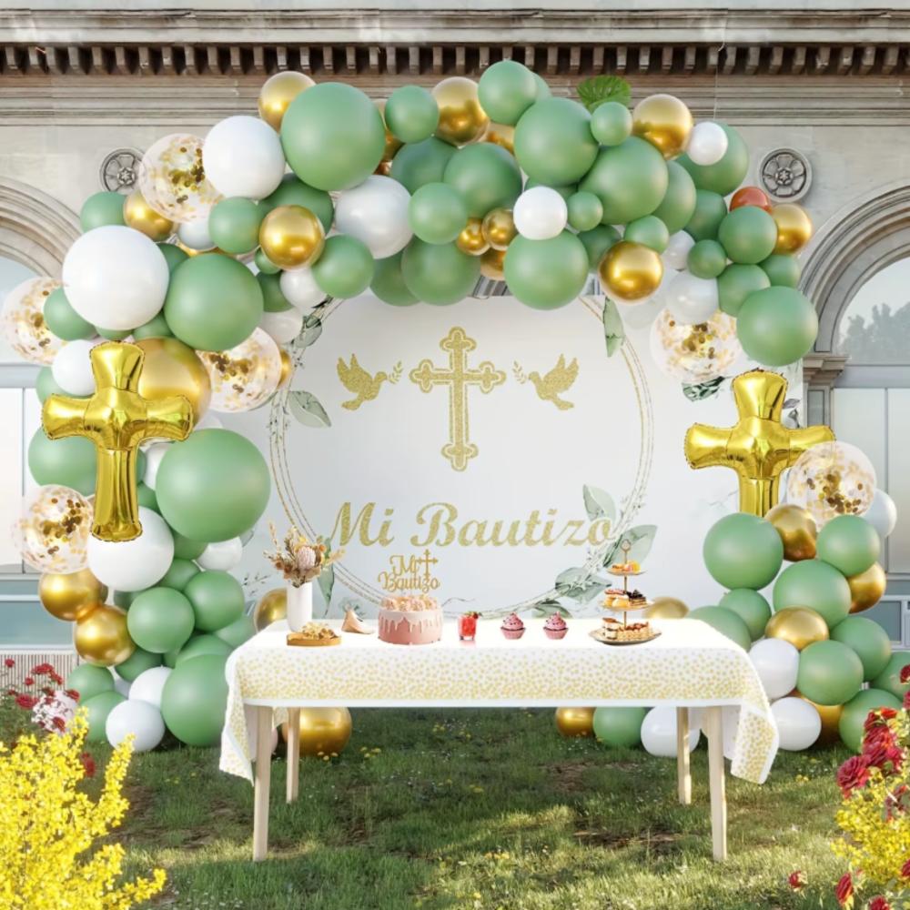 Ballons Erste Heilige Kommunion Zubehör Dekorationen Ballon Weiß Grün [Balony1]