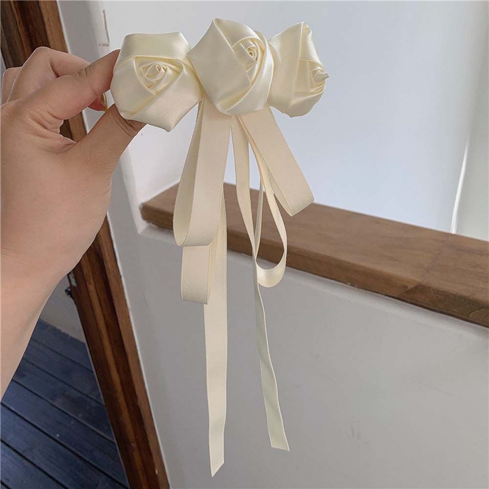 

Summer Camellia Hair Clip Satin Bow Spring Clip Korean Style Hair Clip Women Hair Accessories