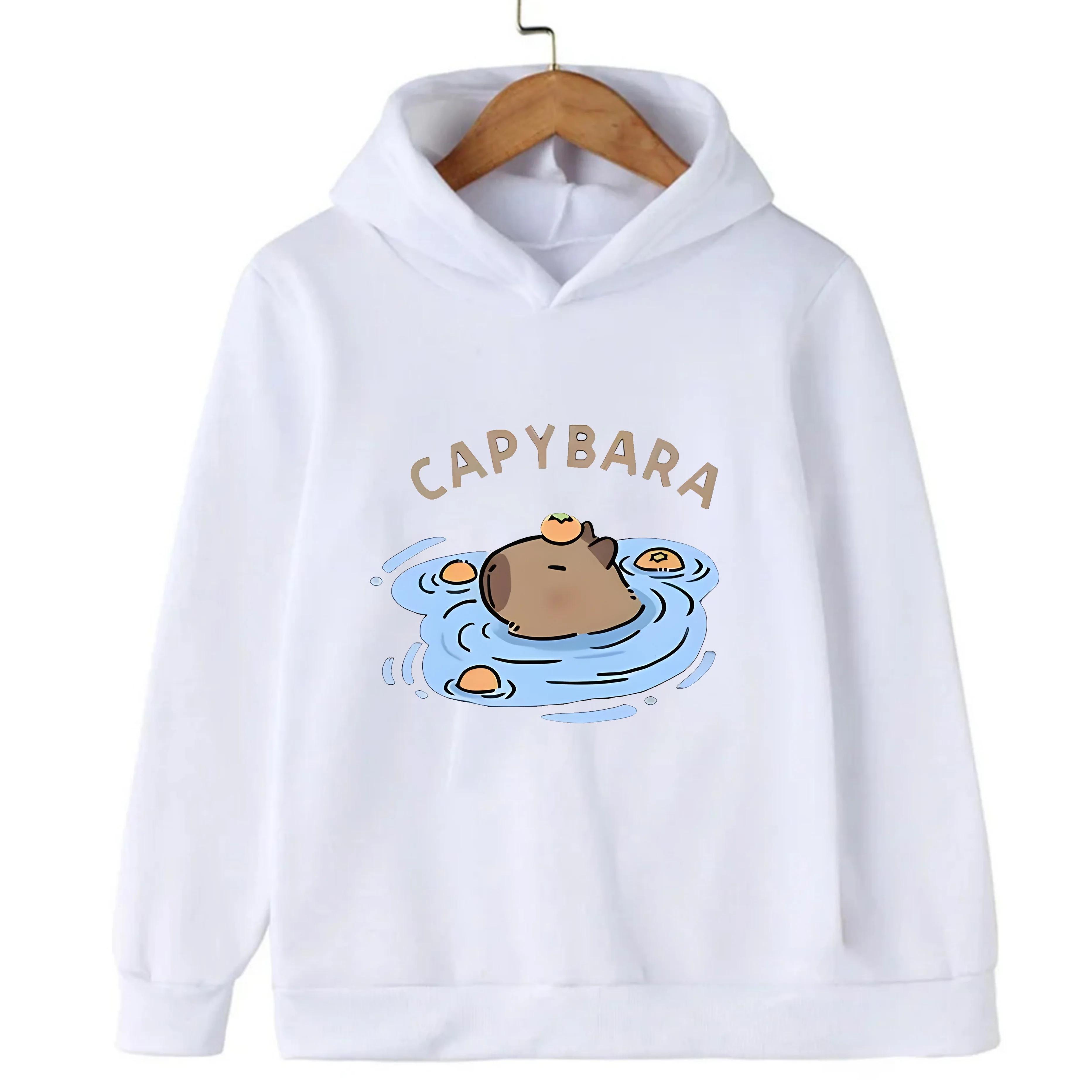 

Cute Capybara Cartoon Print Design Kawaii Children s Clothes for Autumn and Winter Warm Pullovers for Girls Boys 100