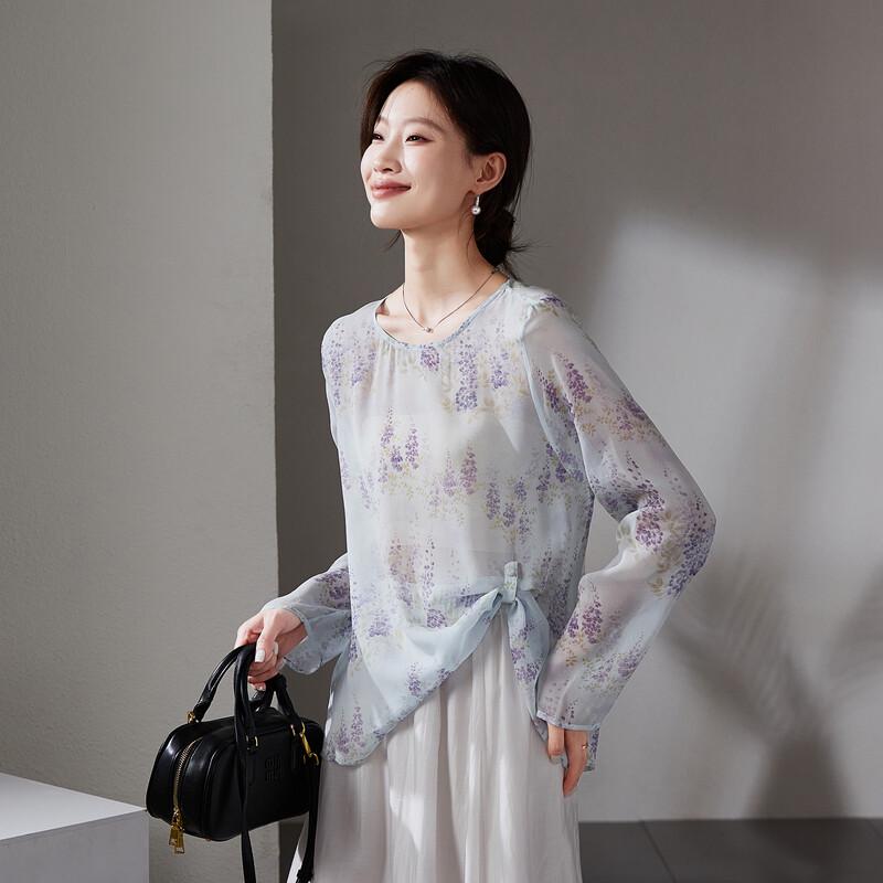 SOFSIL Women s Mulberry Silk Printed Long Sleeve Blouse XL