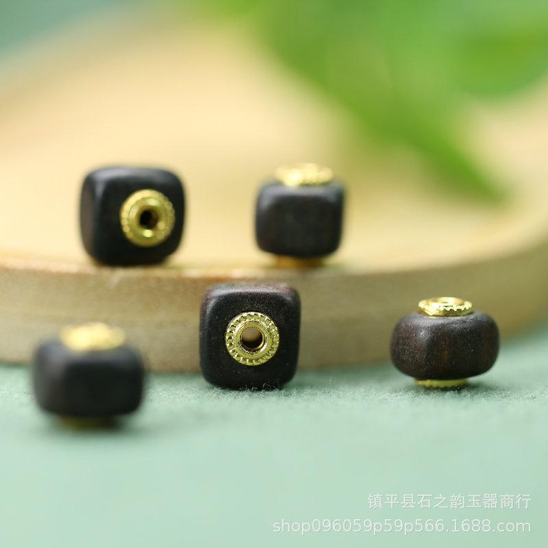 Ebony Wood Barrel Beads 9x8mm with 1.5mm Hole - DIY Hairpin Accessories, Tibetan Retro Style A108