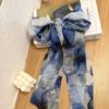 Holiday Vacation Green Printed Silk Scarf Long Thin Scarf Fashion Ribbon Scarf Neck Protection Atmospheric Accessories