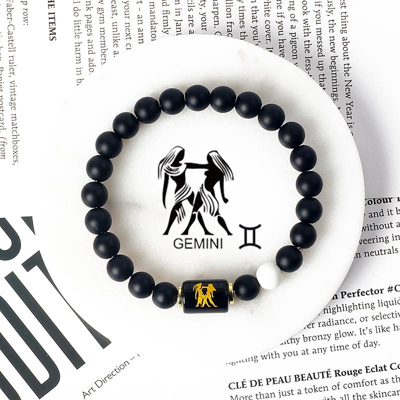 12 Constellations Scorpio Bracelet Natural Stone Tiger Eye Beads Bracelets for Men Women Cancer Virgo Leo Libra Couple Jewelry