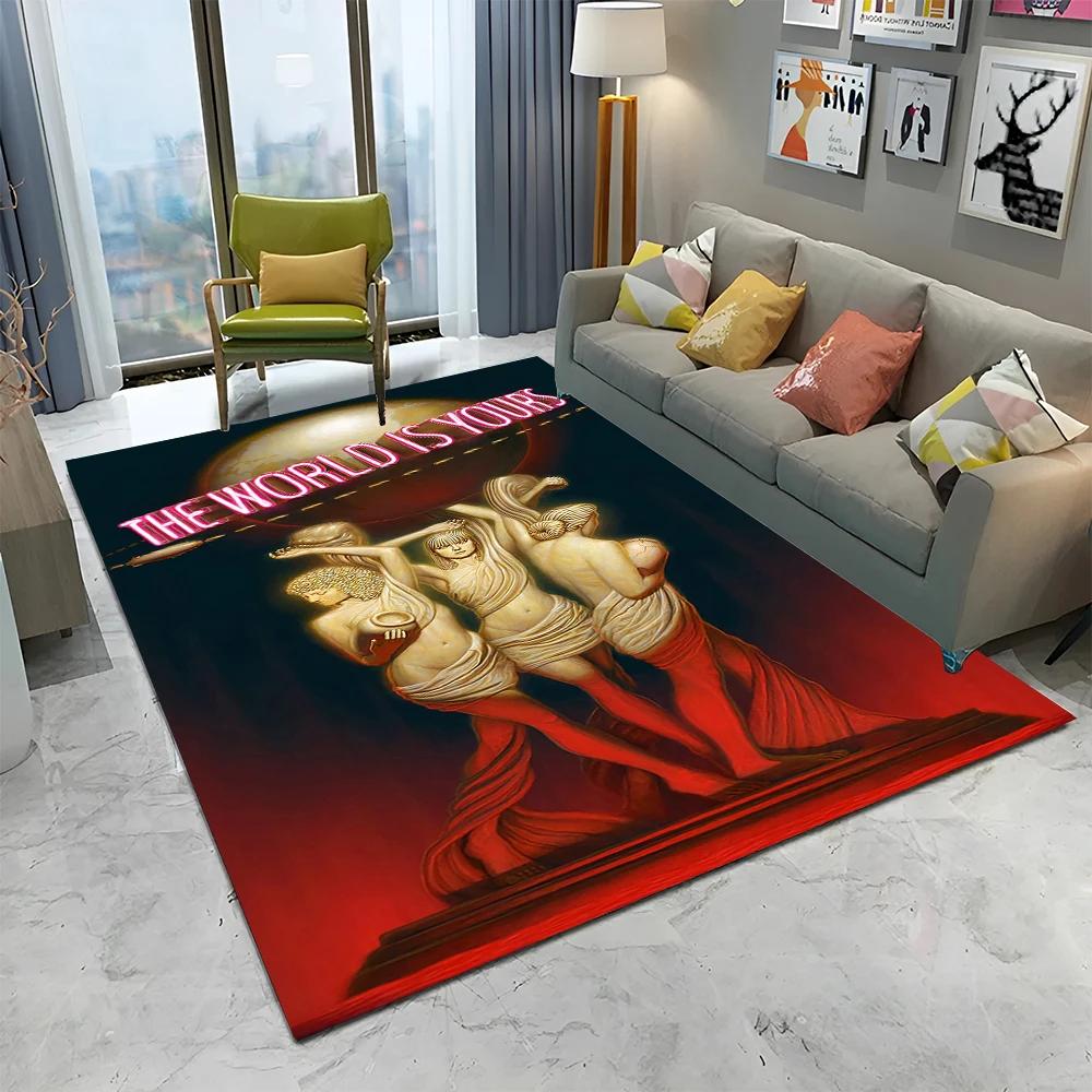 3D Printing Movie Scarface Tony Carpet Rug for Home Living Room Bedroom Sofa Doormat Decor,kids Play Area Rug Non-slip Floor Mat