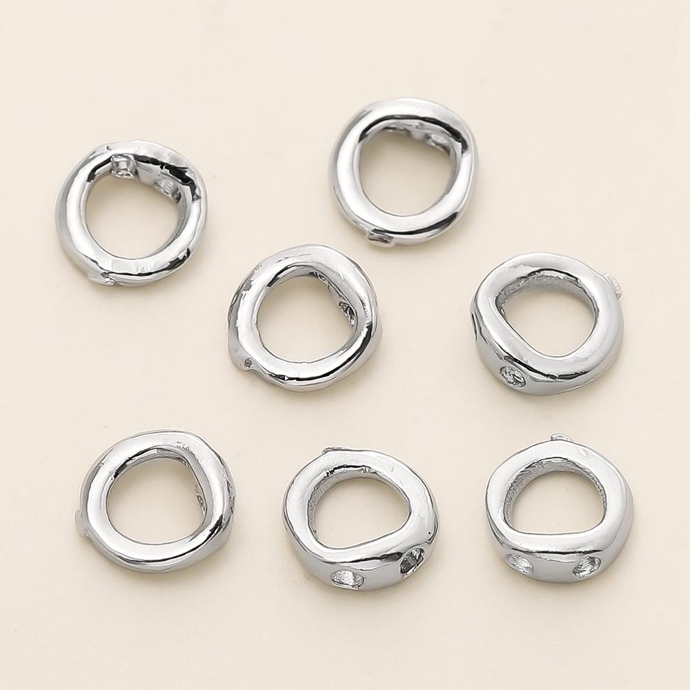 10/20pcs 14/18K Gold Plated Brass End Bead Tip Double Hole Connector Rings for DIY Jewelry Bracelet Necklace Making Supplies
