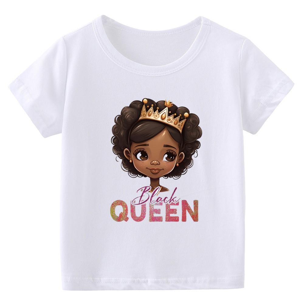 2026 New Childrens Tshirt Cartoon Personality Print Pure Cotton Round Neck Parentchild Short Sleeved Summer Boys and Girls