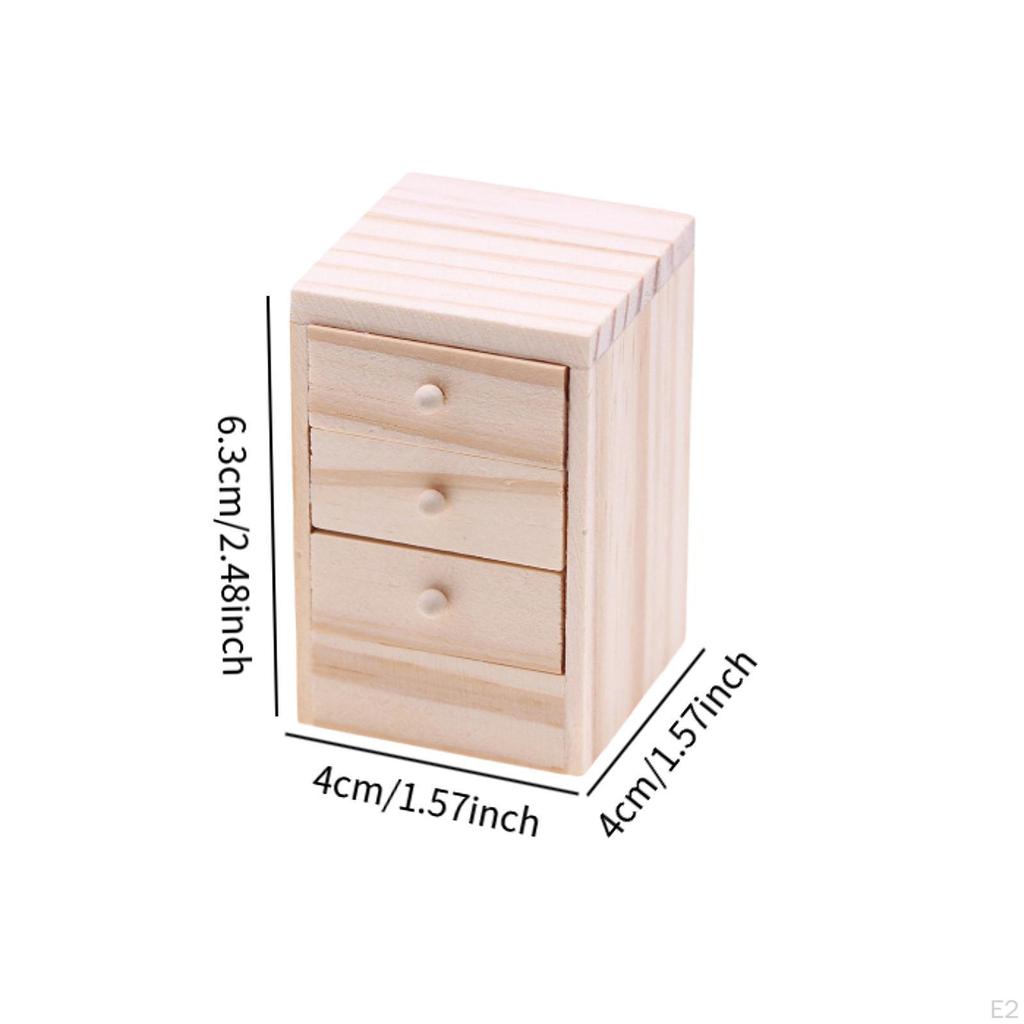 1/12 Scale Dollhouse Night Stand Bedside Table Mini Furnishings for DIY Model