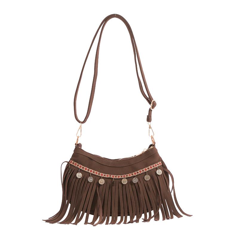 Bohemian premium fringed bag women's new retro matte shoulder messenger bag mobile phone bag