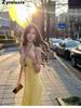 Romantic French V-Neck Vest Dress for Women, Trendy Thai Hainan Sanya Beach Summer Vacation Style Maxi Dress