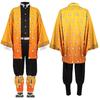 Anime Dämonentöter Kimetsu No Yaiba Agatsuma Zenitsu Cosplay Tuum Perücke Frauen Kimono Uniform Halloween Weihnachtsfeier Kleidung