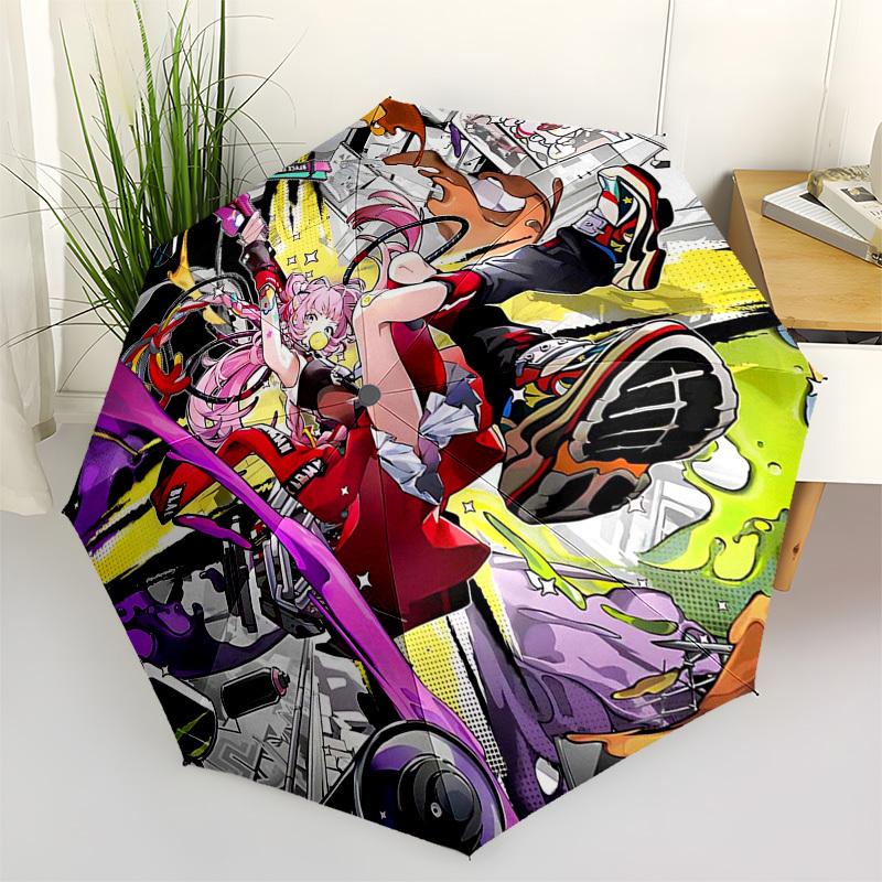 

1pc Outdoor Umbrella with Anime Girl Design - Automatic Opening/Closing, Portable 3-Fold Design, 8-Rib Iron Frame - Perfect Gift for Fans, Travel