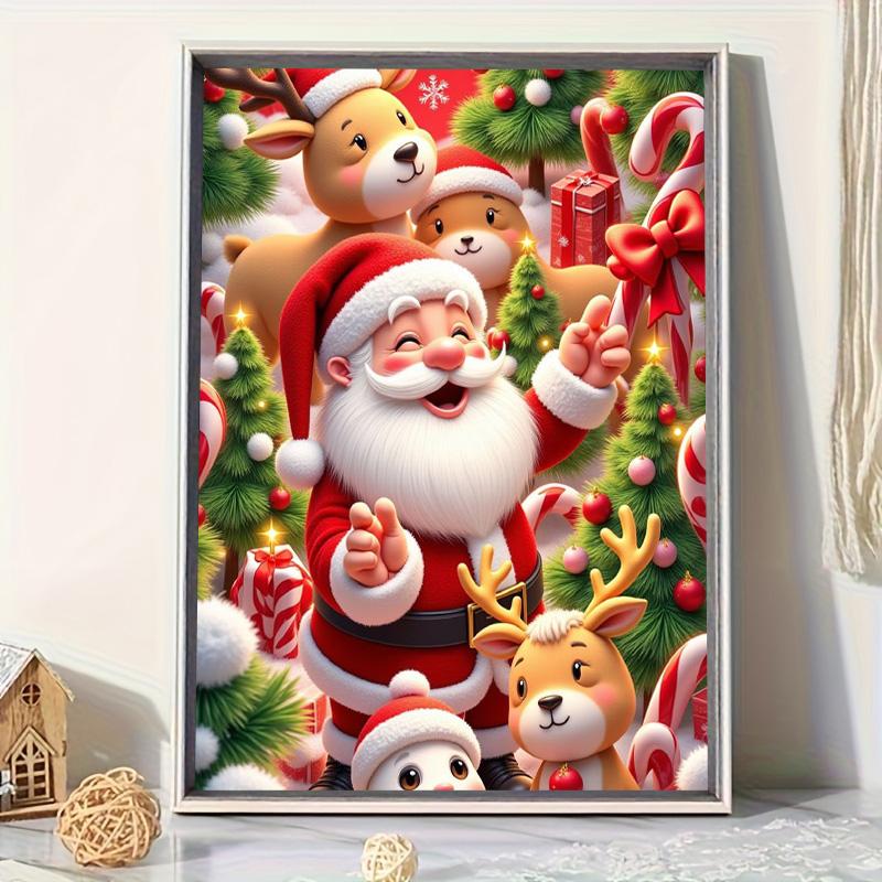 Full Drill Xmas Holiday Diamond Painting Kit 5D Diamond Embroidery Handmade Crafts Rhinestone Art Room Wall Decor
