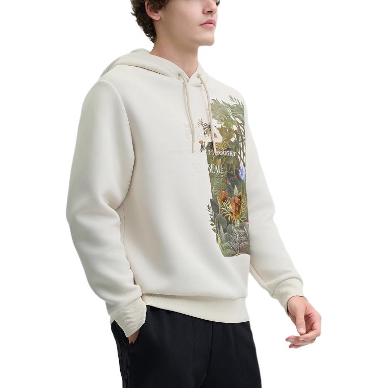 Fila X Rousseau Heritage Series Casual Comfortable Jungle Embroidered Hoodie Men Hoodies Lactose F11M448216F-BG