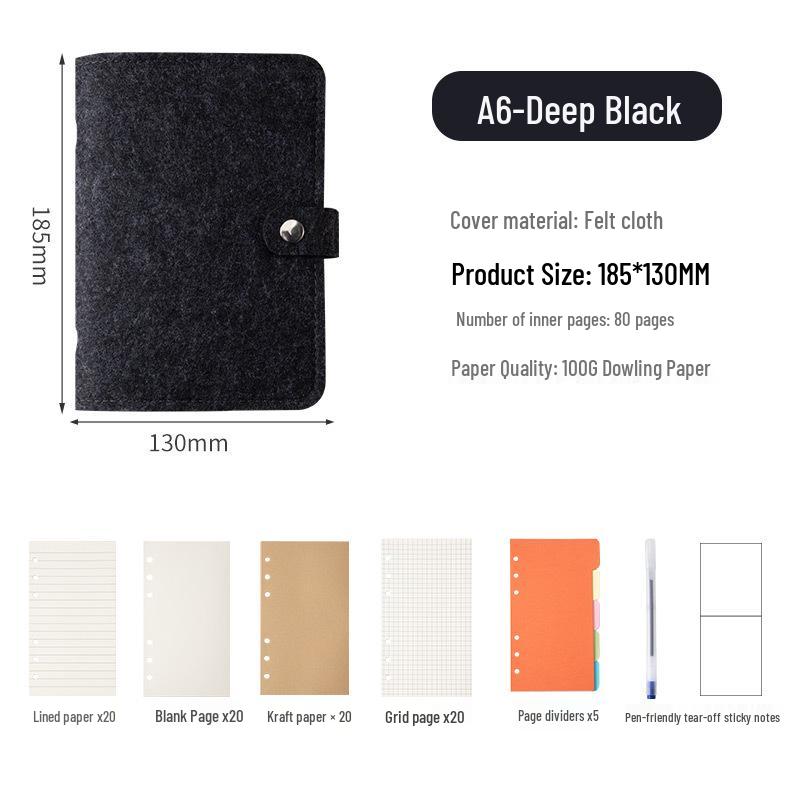 Available: A5/A6 Felt Loose-Leaf Notebook - Retro Original Planner with Buckle, Simple Stylish Stationery.