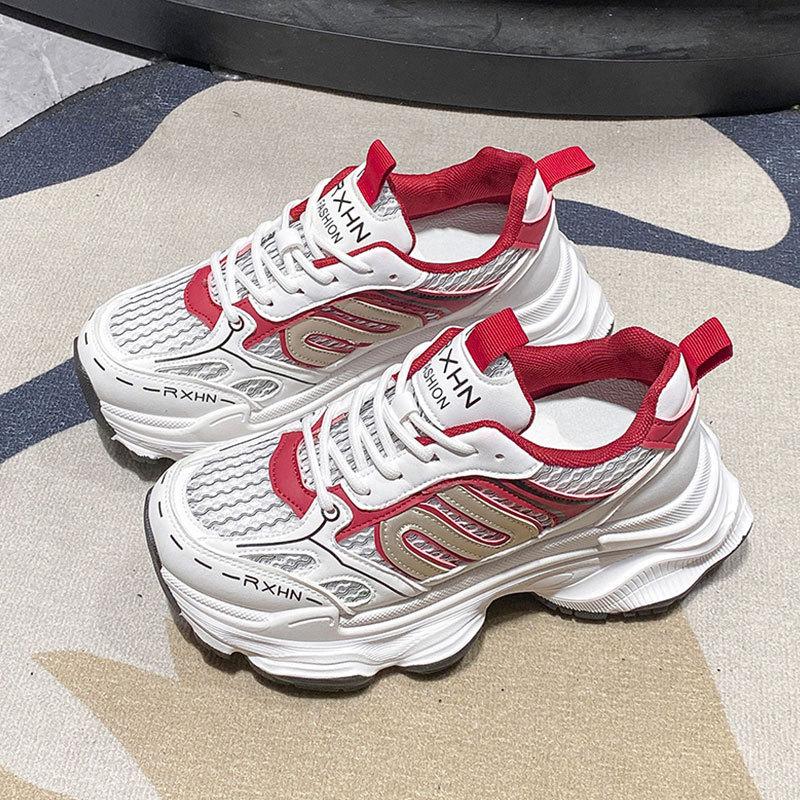 Thick-soled dad shoes children's 2025 new popular spring and autumn thin mesh breathable mesh shoes heightening casual sports shoes