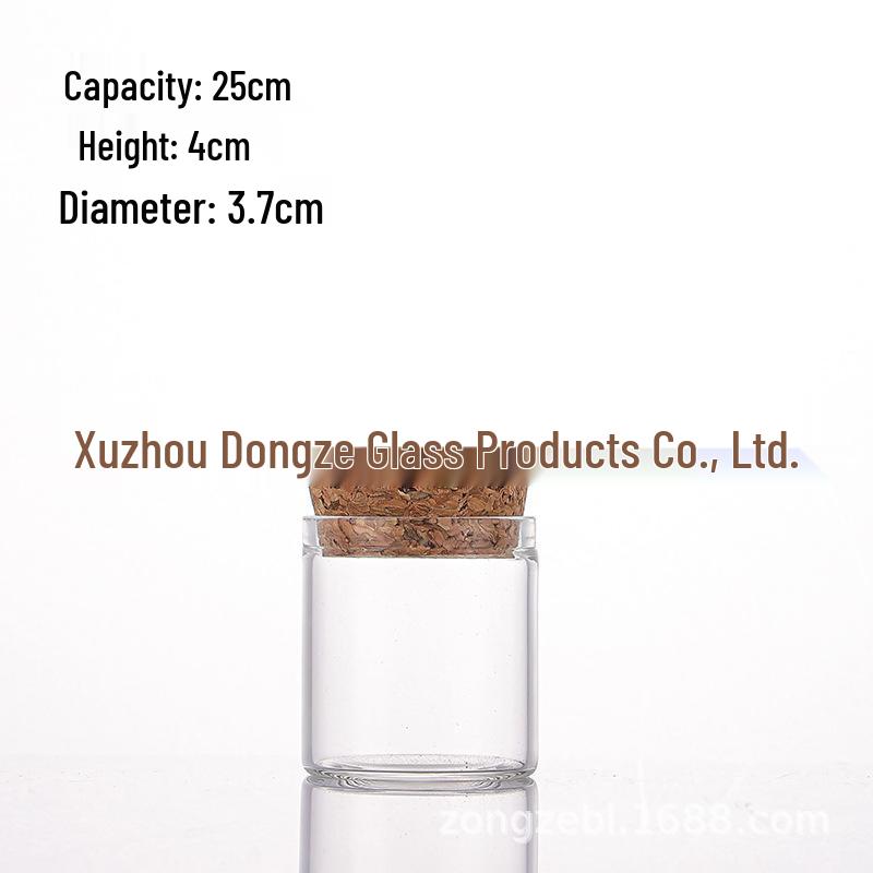 

High Borosilicate Glass Bottle with Cork Stopper - 37mm, Ideal for Tea, Candy, Cordyceps, or Wish Drift.