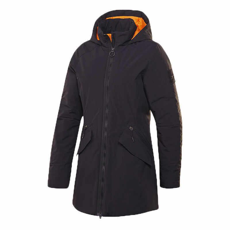 

Reebok Solid Color Mid-Length Thick Zipper Hooded Long Sleeve Cotton Jacket Women jackets FU1693-BLACK L