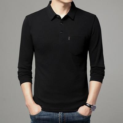 New Autumn Men High End Business Polo Shirt Men Casual Loose Mens Shirts With Pocket Long Sleeve Lapel T-Shirt Man