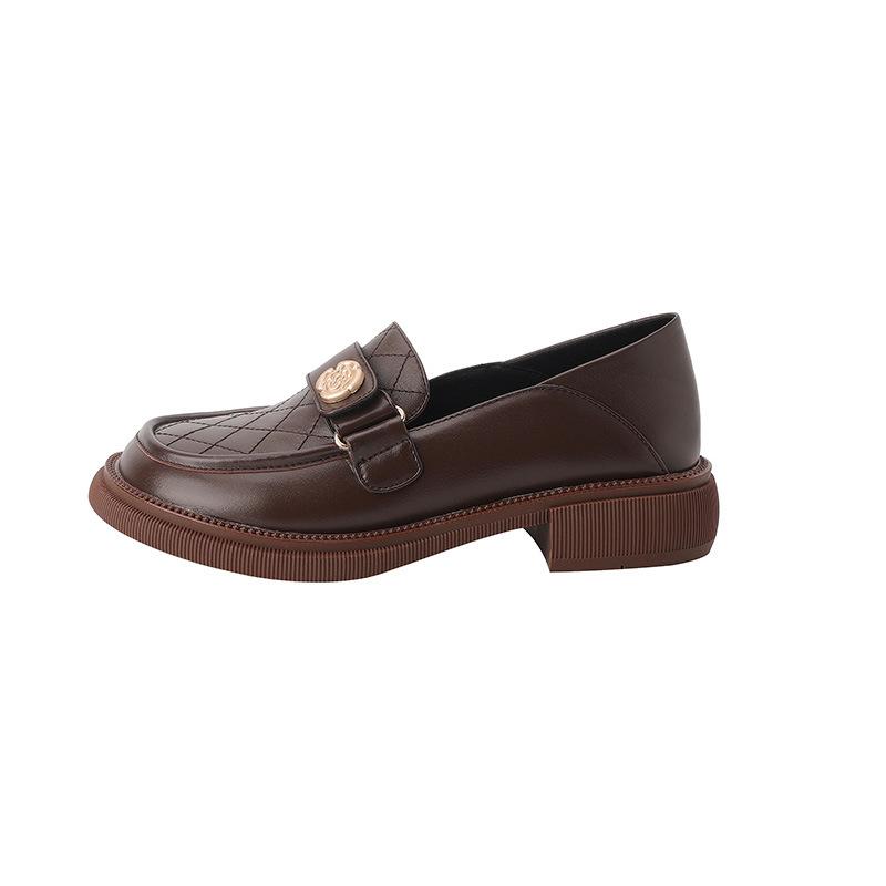 New Fashion Women Spring Summer Luxury Leather Flats Ladies Square Toes Loafers Ladies Low Heels Designer Shoes Black Brown