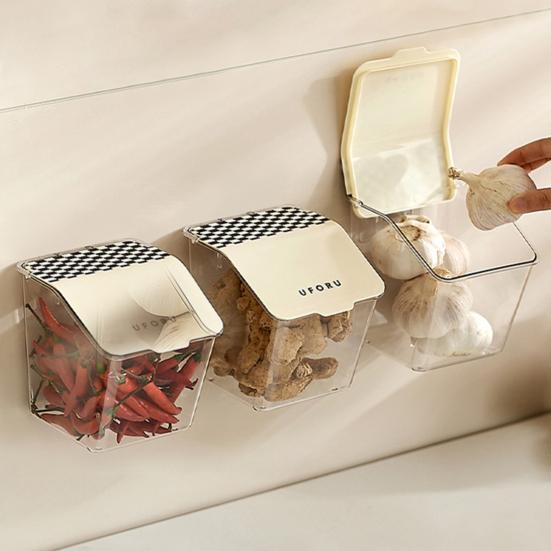Ginger Storage Box Wall-Mounted Dustproof Good Sealing Food Grade with Cover Ginger Garlic Box Daily Necessities Storage Holder Kitchen Supplies