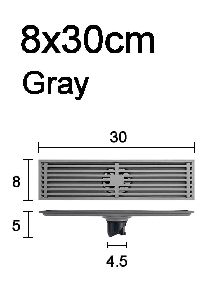 20-50cm Linear Shower Drain 304 Stainless Steel Rectangle Anti Odor Floor Drain Long Drainage Floor Drain Trap Brushed