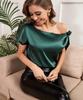 2024 European & American Women's Asymmetric One-Shoulder Lace-Up Satin Top
