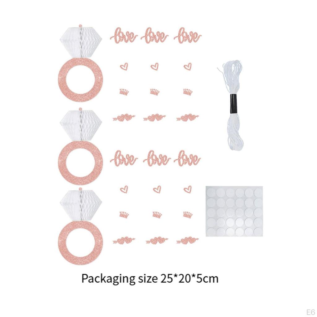 Honeycomb Diamond Banner Hanging Ornament Engagement Party Decoration for Proposal Supplies