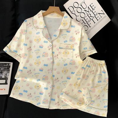 Butter Chef Kuchen Pyjama Damen Sommer Eis Seide Kurzarm Dünne Seide Cartoon Loungewear Set