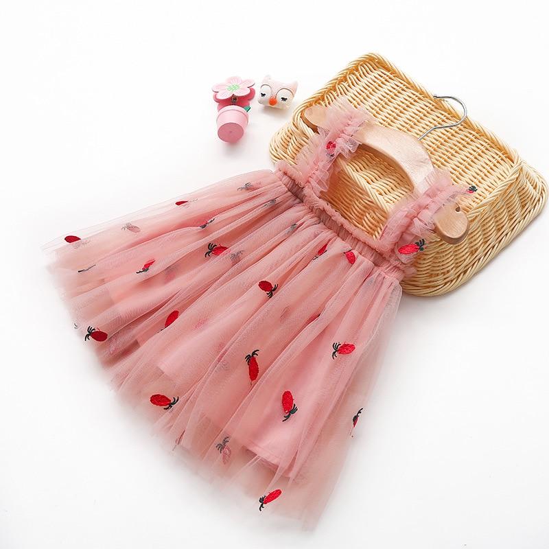 Girls Mesh Suspender Skirt Embroidered Fluffy Dress Princess Skirt