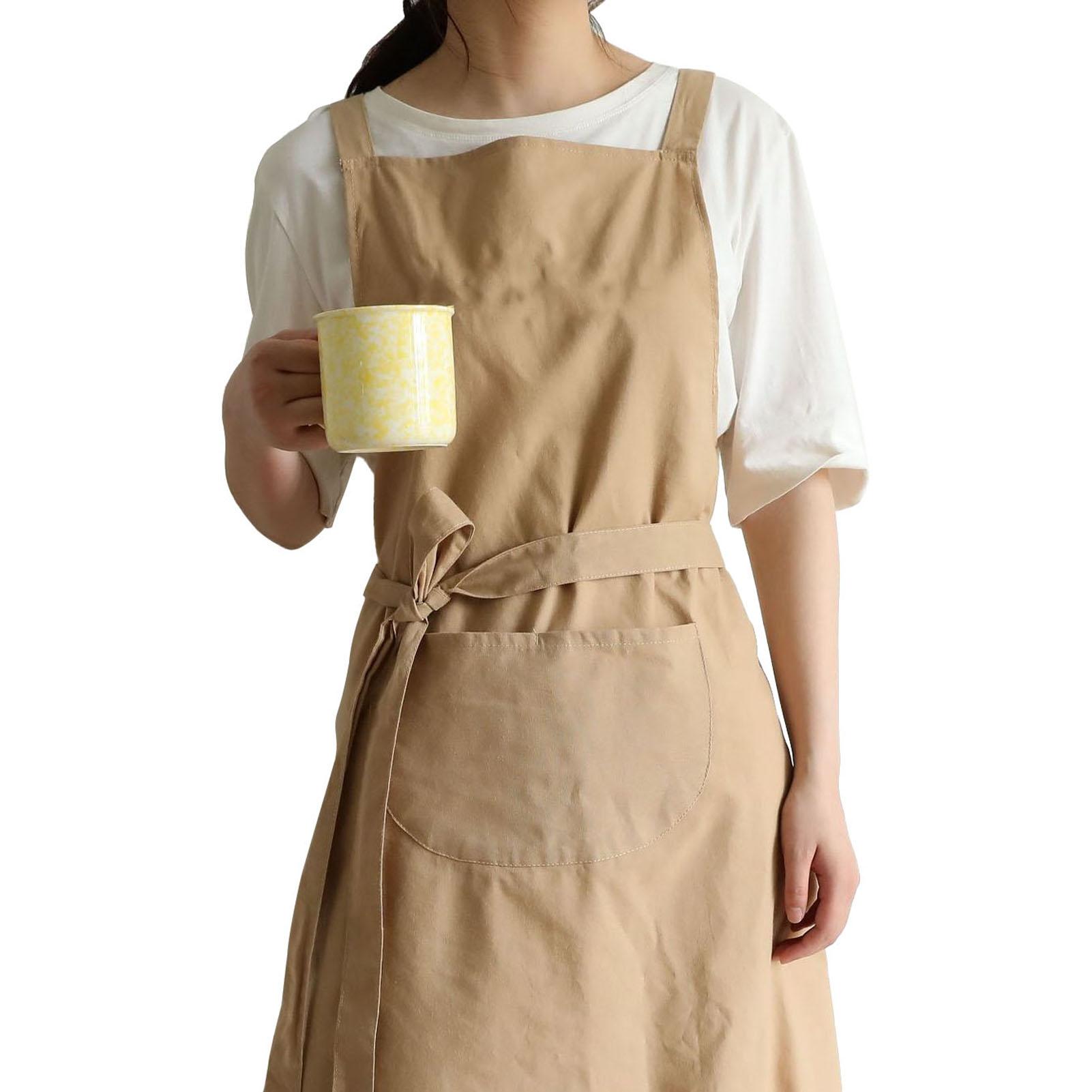 Хлопковый фартук с вышитыми буквами, водонепроницаемый, маслостойкий фартук с карманами, фартук шеф-повара для кухни, хаки, свободный размер One Size