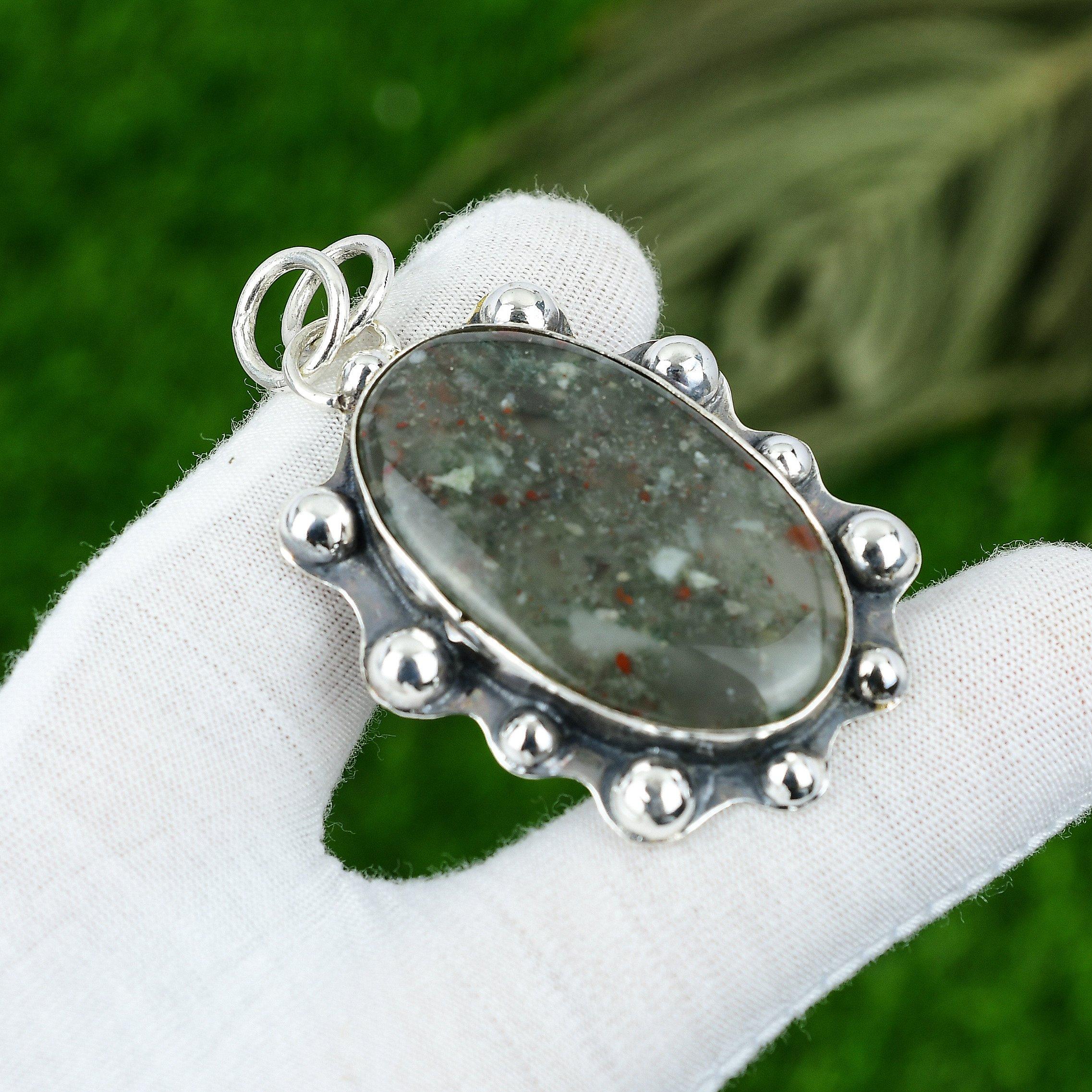 

Подарок для нее Подвеска из ювелирного серебра 925 пробы с натуральным камнем табу-яспис