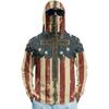 Men’s Long Sleeve Hooded Sun Protection Shirt with Flag and Cross Print Quick Dry Lightweight Athletic Top for Outdoor Sports Fishing Fitness