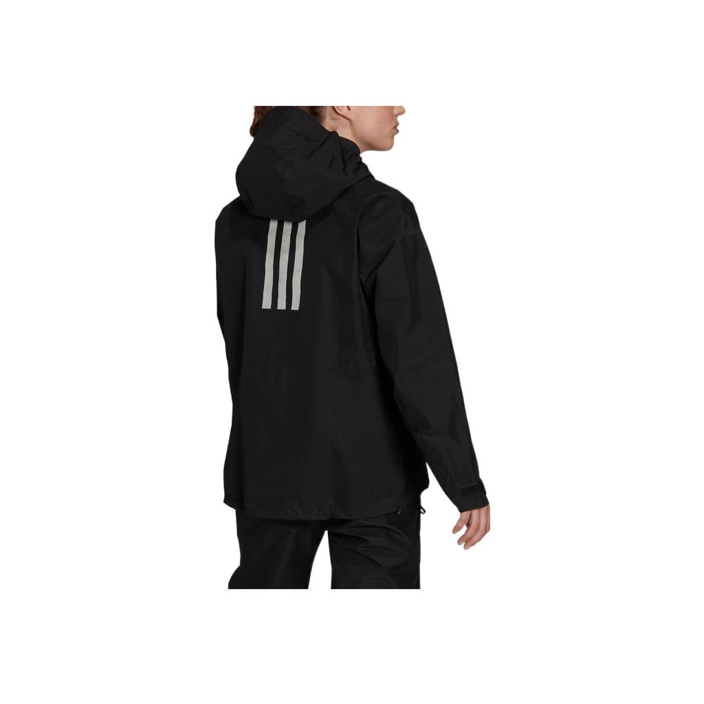 Adidas Solid Color Logo Print Sports Long Sleeve Hooded Jacket Women Jacket Black GM4807