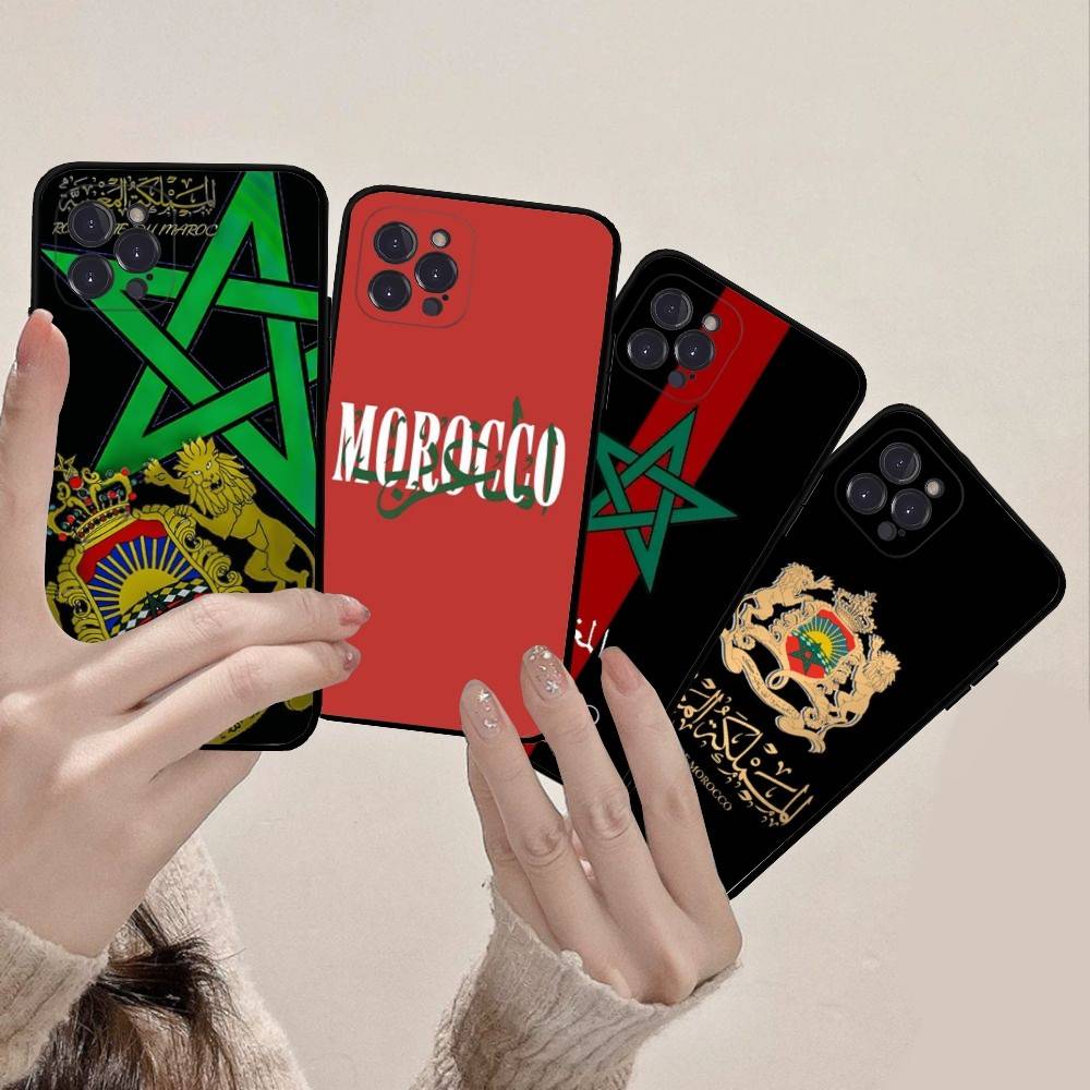 Morocco Map Flag Phone Case For IPhone 16 Pro Max 15 17 Plus 14 13 12 Mini 11 Black Cover