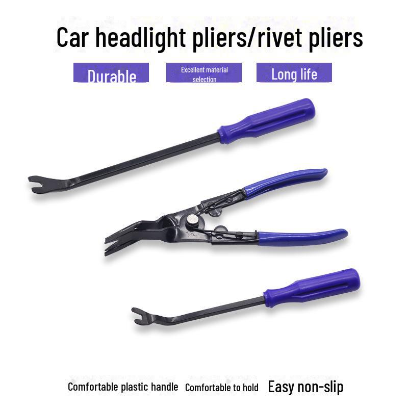 Car Headlight and Door Panel Clip Tool Set - 3-Piece
